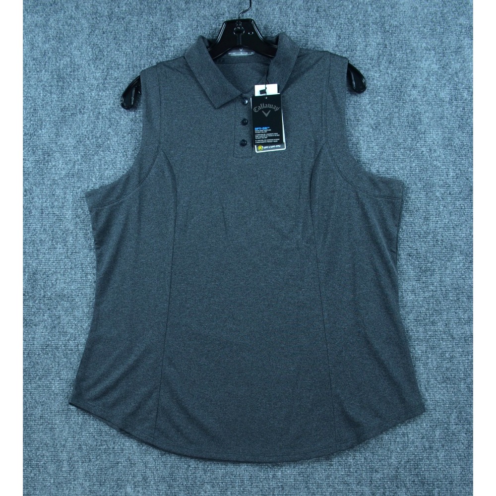 Callaway Polo Shirt Women's XL Gray Golf Sleeveless Opti-Dri NWT